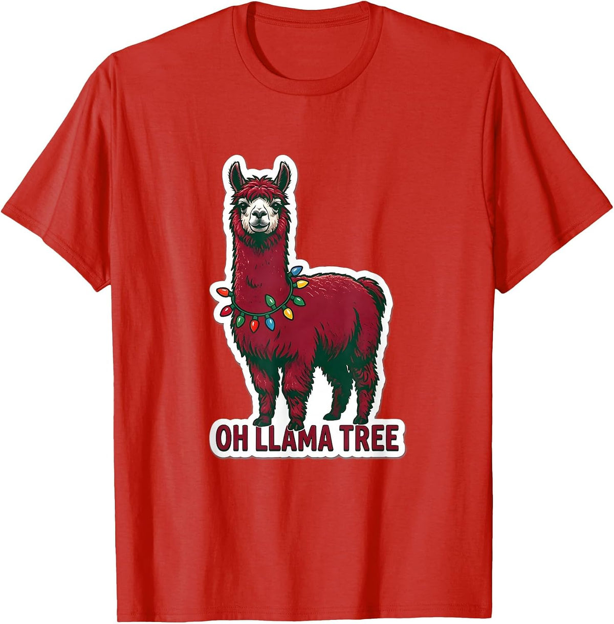 Men's Oh Llama Tree Funny Llama Christmas Animal Lover Gift T-Shirt - Red