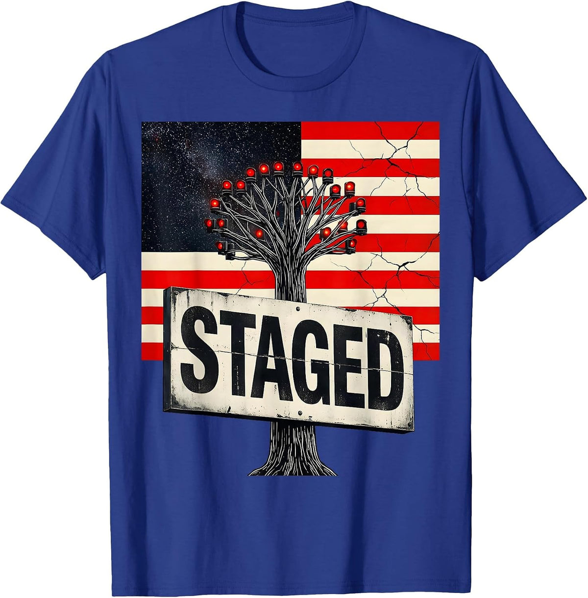 Men's Staged Patriotic RC Car Racing Drag Strip Tree Light Gift T-Shirt - Royal Blue