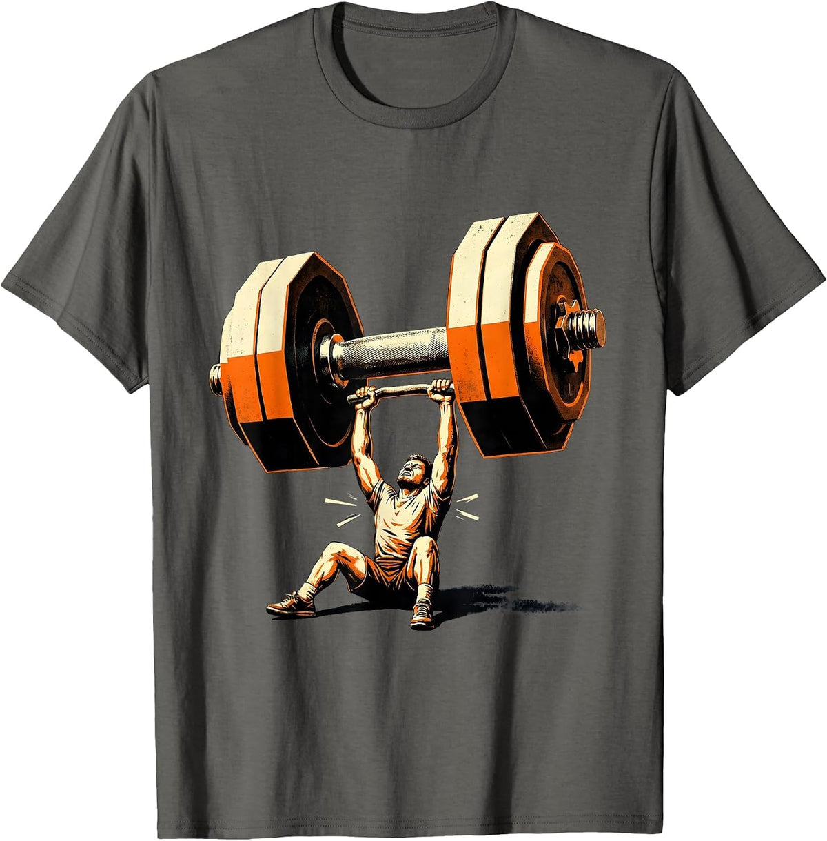 Men's Lifter Hex Dumbbell Stencil Graphic Gym Humor T-Shirt - Asphalt Grey