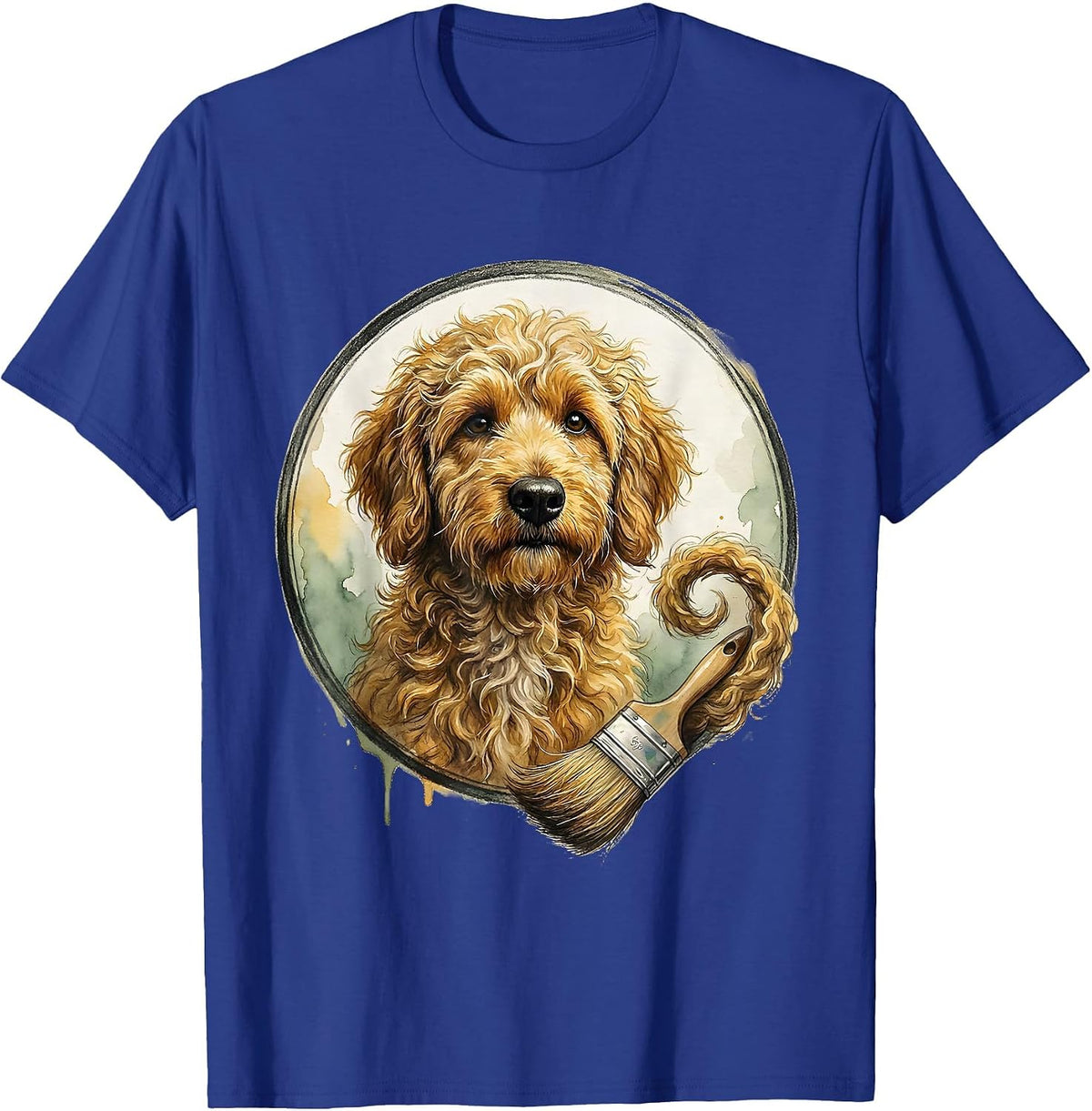 Goldendoodle Doodle Line Watercolor Dog Lover Humor T-Shirt - Royal Blue