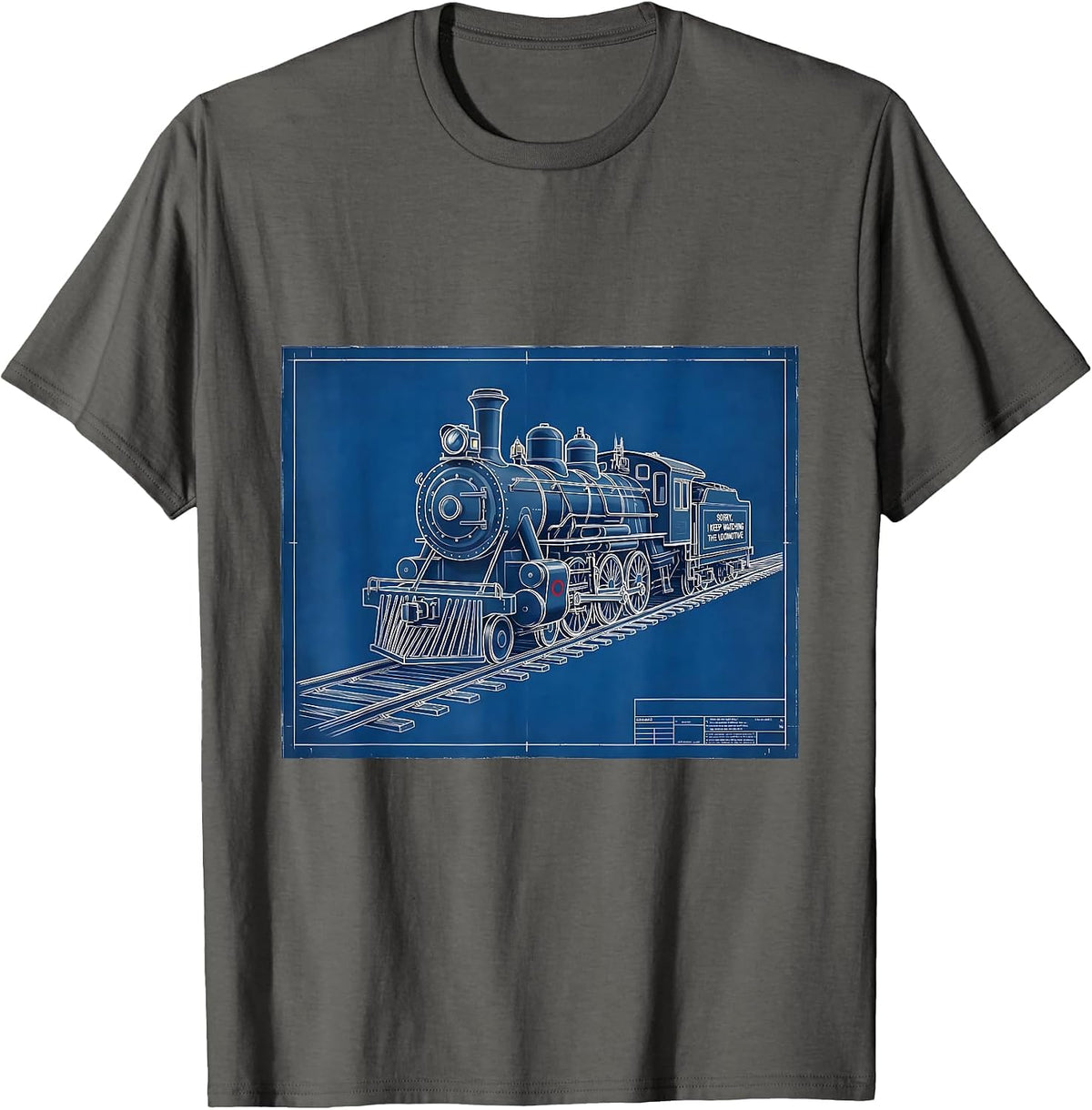 Sorry I Keep Watching The Locomotive Vintage Steam Train T-Shirt - Asphalt Grey