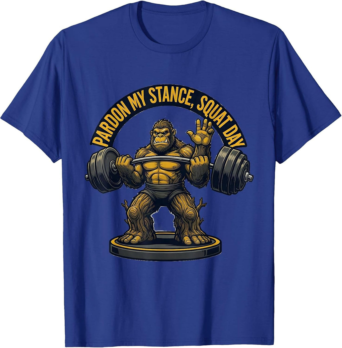 Pardon My Stance Squat Day Funny Gym Weightlifting Workout T-Shirt - Royal Blue