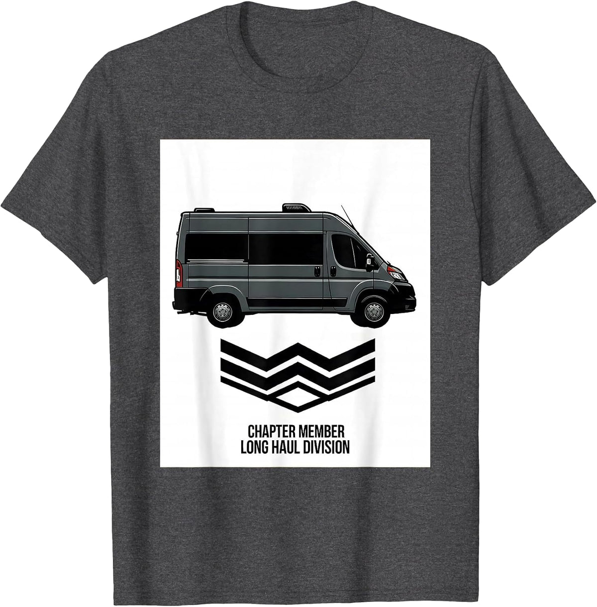Men's Chapter Member Long Haul Division Retro Van Life Nomad Humor T-Shirt - Dark Heather Grey