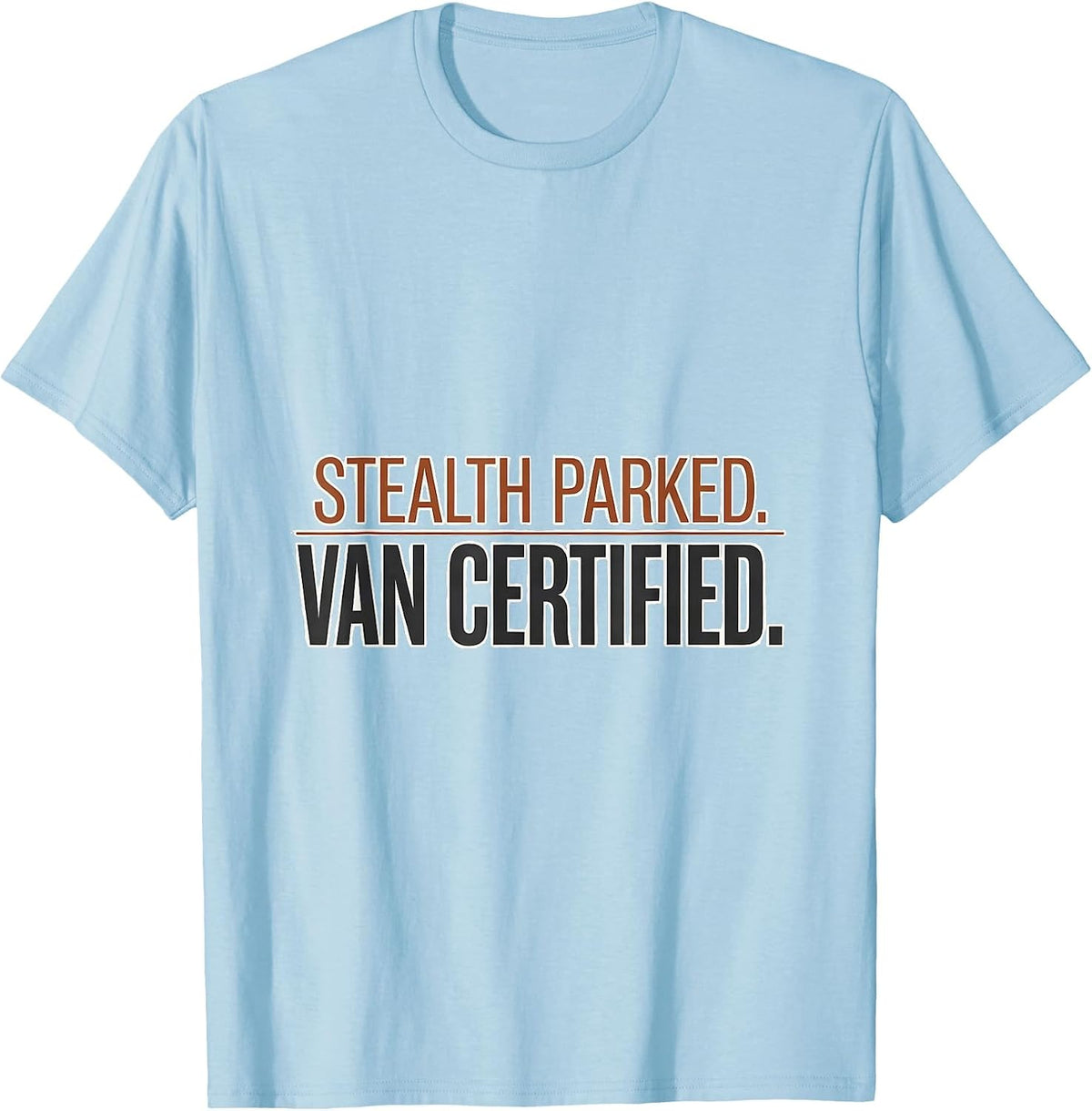 Men's Stealth Parked Van Certified Retro Van Life Nomads T-Shirt - Baby Blue