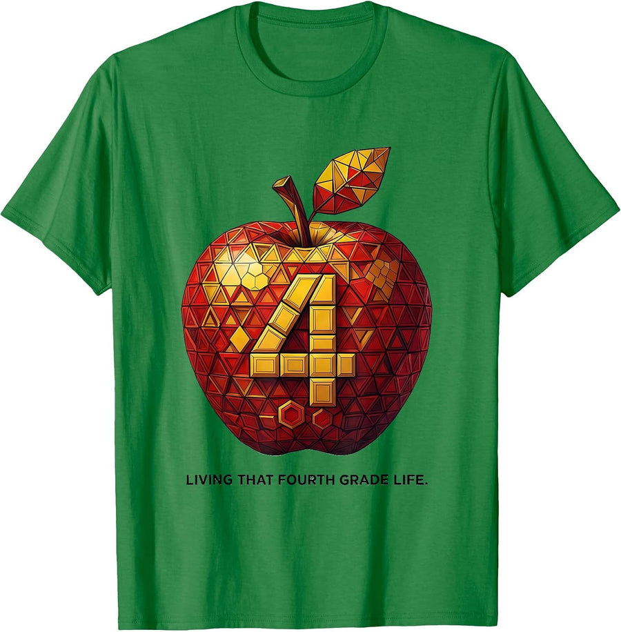 Men's Living That Fourth Grade Life Teacher Design T-Shirt - Kelly Green