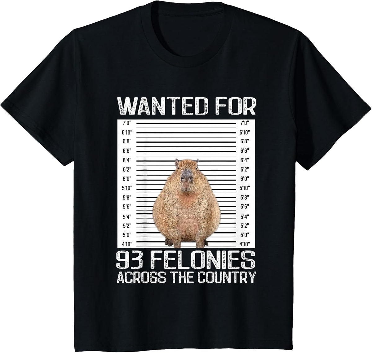 Capybara Manhunt Photo for 93 Crimes Around the Country T-Shirt - Black