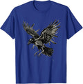 Crow Skeleton In Flight Dark Gothic Art Design T-Shirt - Royal Blue
