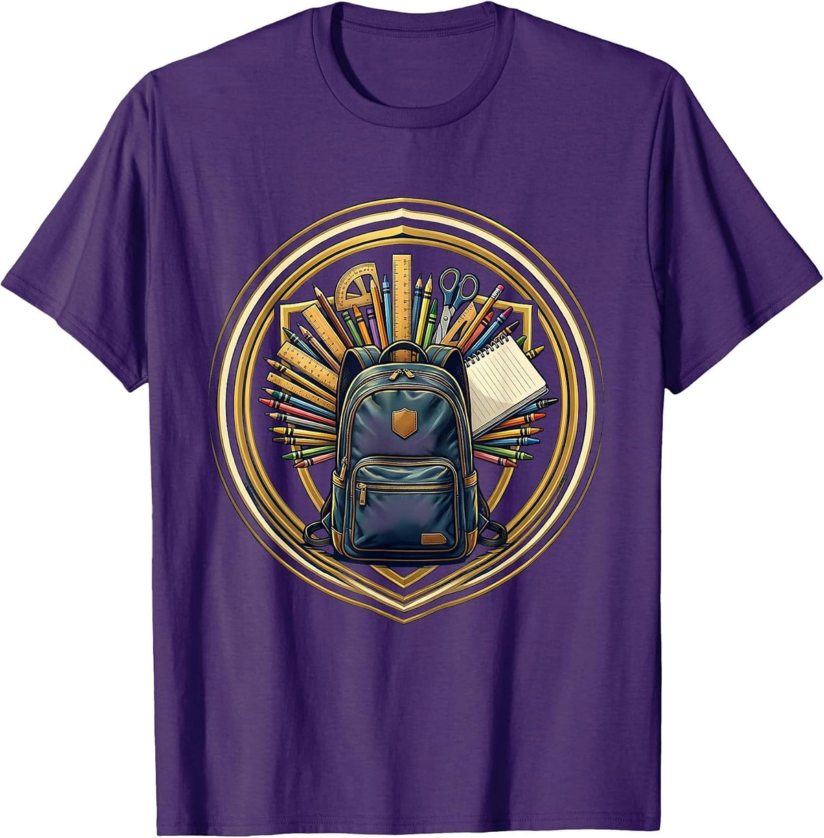 Men's 5th Grade Teacher Backpack School Supplies Graphic T-Shirt - Purple