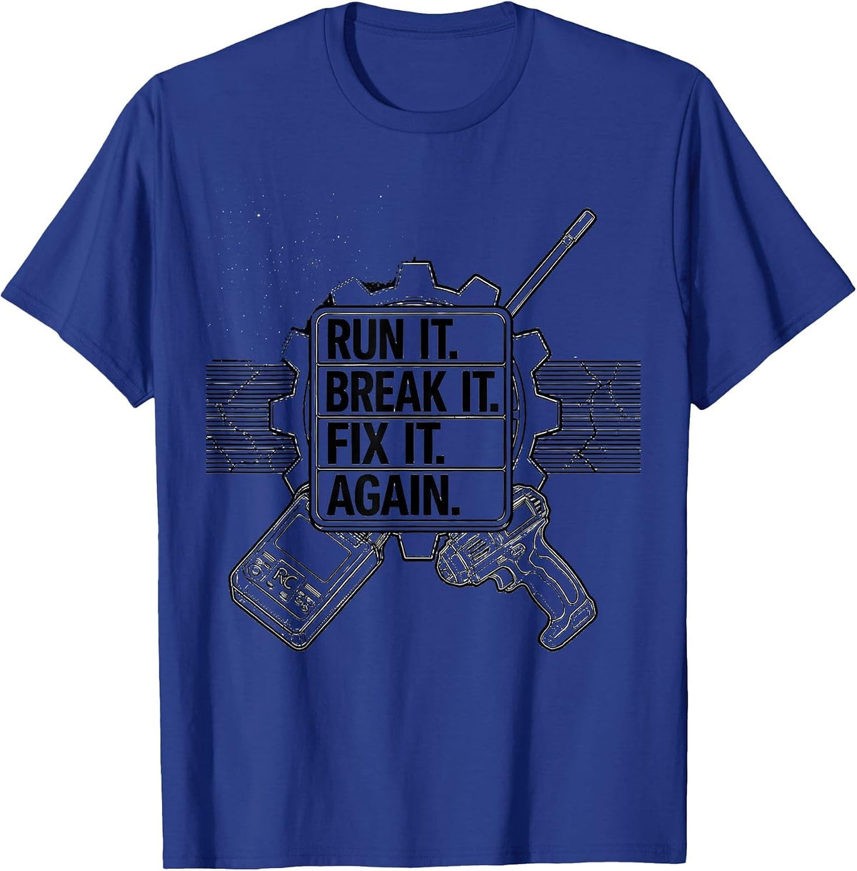 Men's Run It Break It Fix It Again Patriotic RC Car Racing T-Shirt - Royal Blue