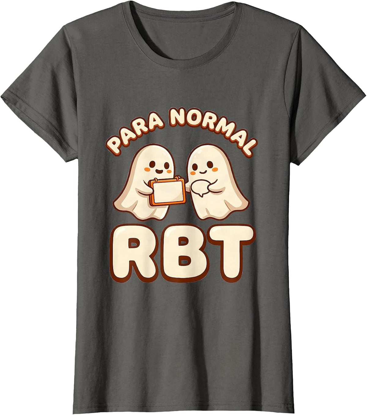 Women's Para Normal RBT Cute Kawaii Ghost Paraprofessional Halloween T-Shirt - Asphalt Grey