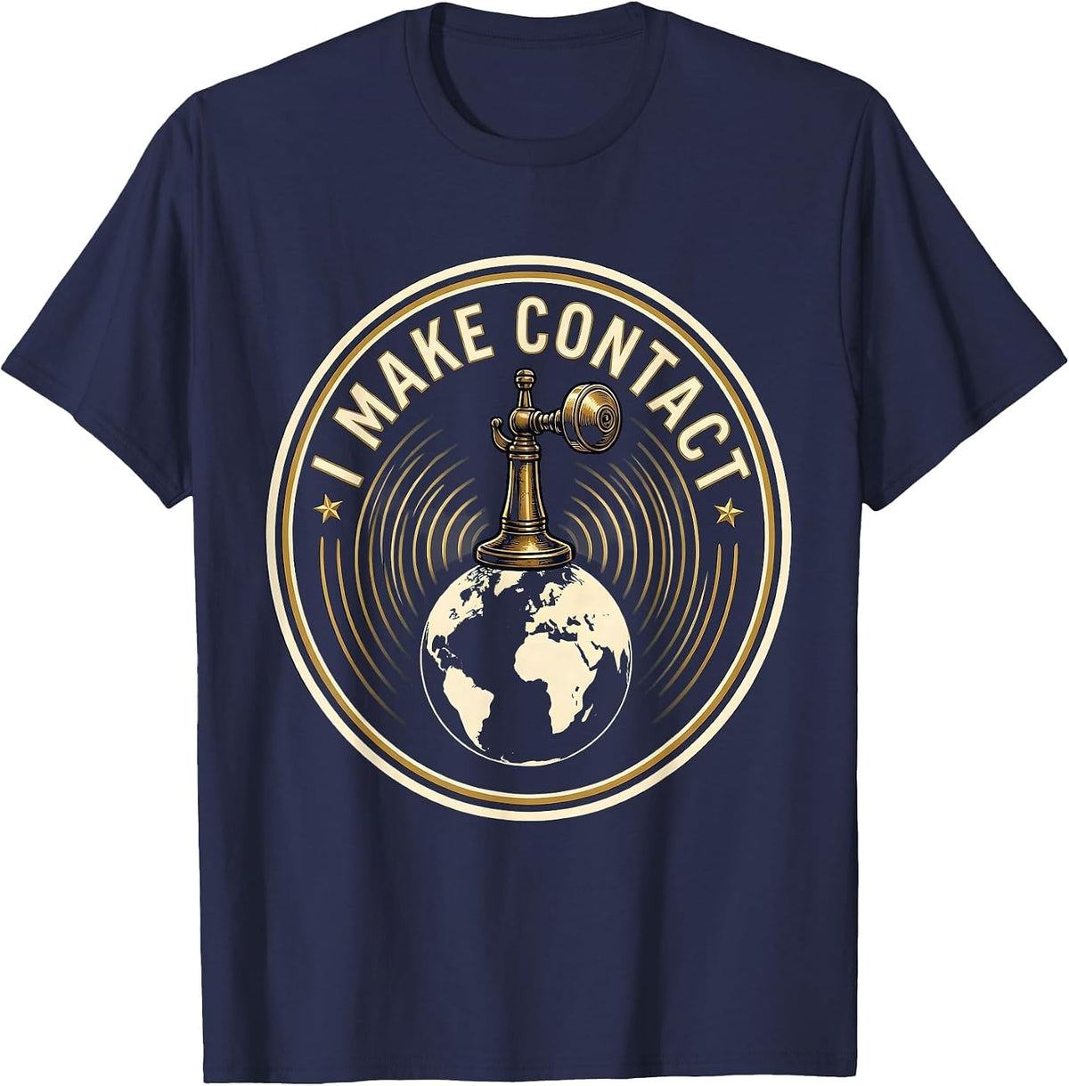 Men's I Make Contact Vintage Ham Radio Operator Hobbyist Pride T-Shirt - Navy Blue