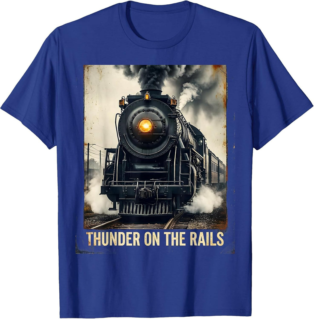 Men's Thunder On The Rails Vintage Big Boy 4014 Steam Locomotive T-Shirt - Royal Blue