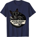 Official Basenji Sleepshirt Linocut Dog Lover Pajamas T-Shirt - Navy Blue