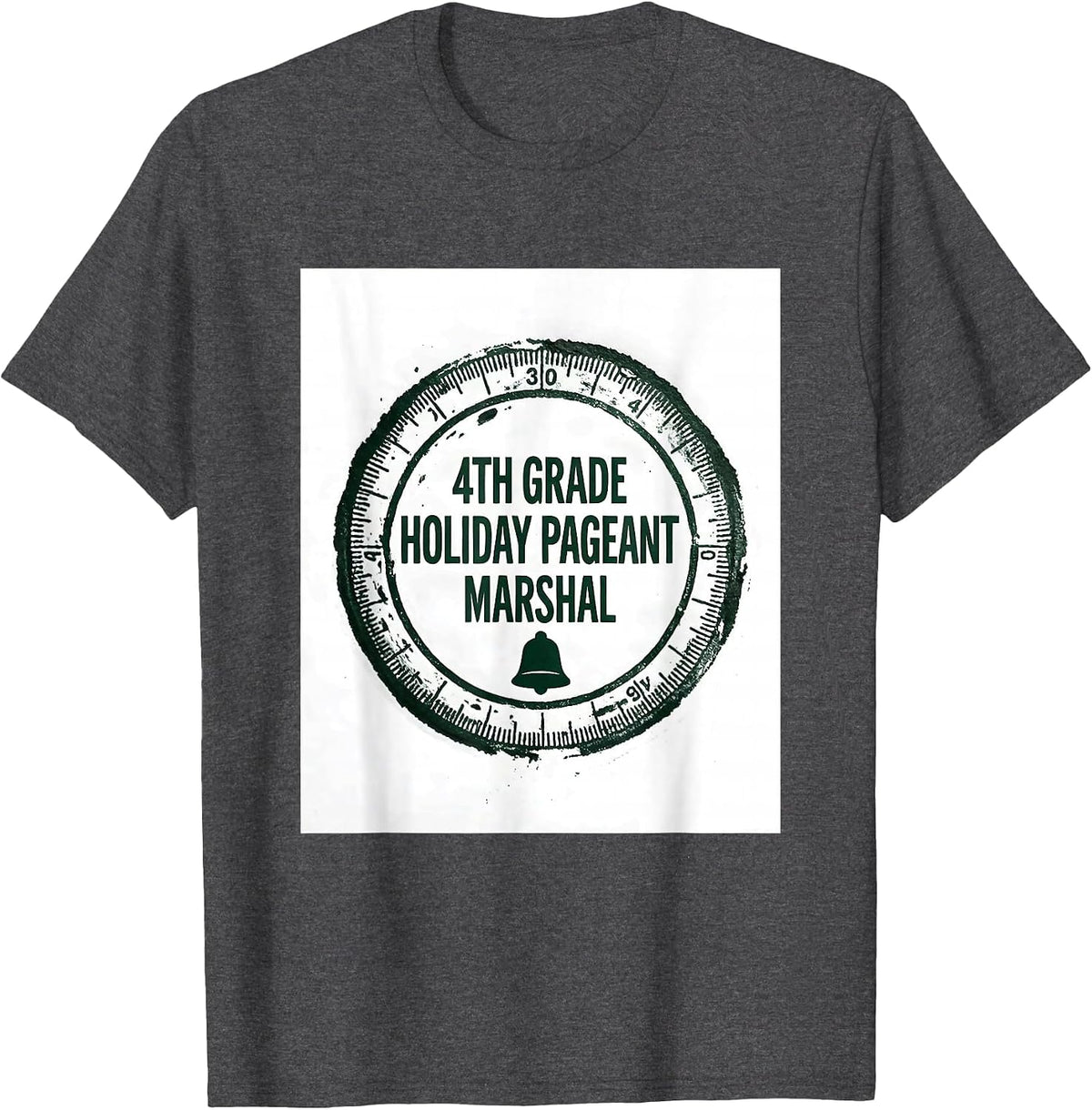 4th Grade Holiday Pageant Marshal Funny Teacher Christmas T-Shirt - Dark Heather Grey
