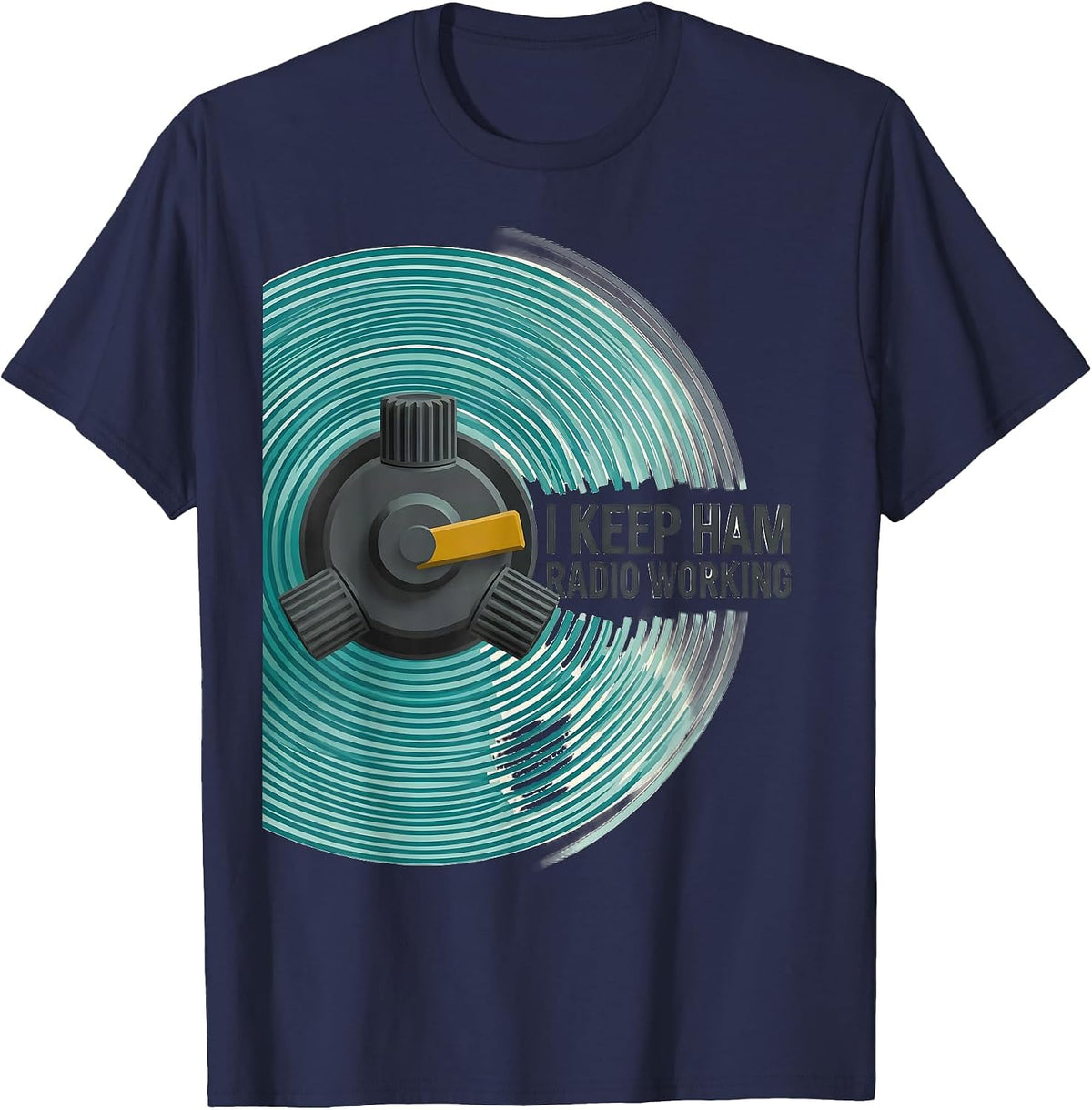 I Keep Ham Radio Working Midcentury Modern Ham Radio T-Shirt - Navy Blue