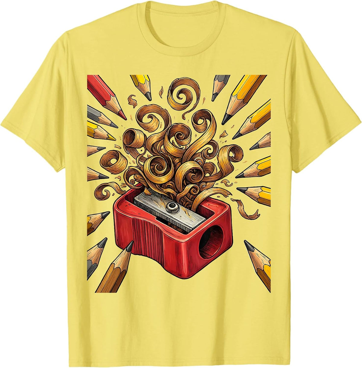 Men's 5th Grade Teacher Pencil Sharpener Graphic T-Shirt - Lemon Yellow
