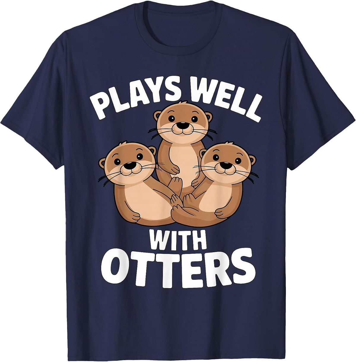 Plays Well with Otters Sea Otter T-Shirt - Navy Blue