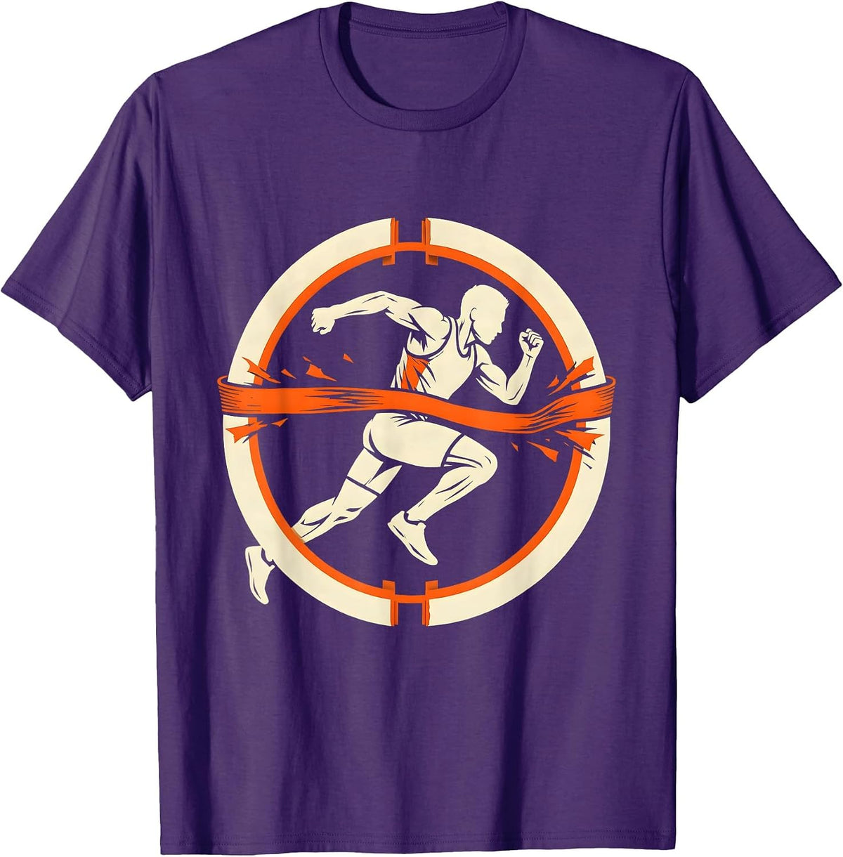 Men's Athlete Bursting Through Finish Line Graphic T-Shirt - Purple