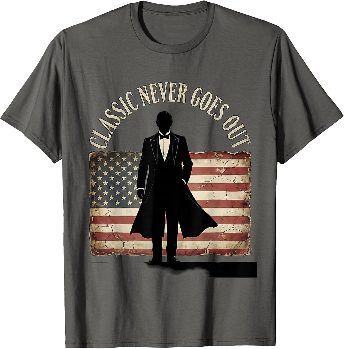 Men's Classic Never Goes Out Tuxedo Graphic Design T-Shirt - Asphalt Grey