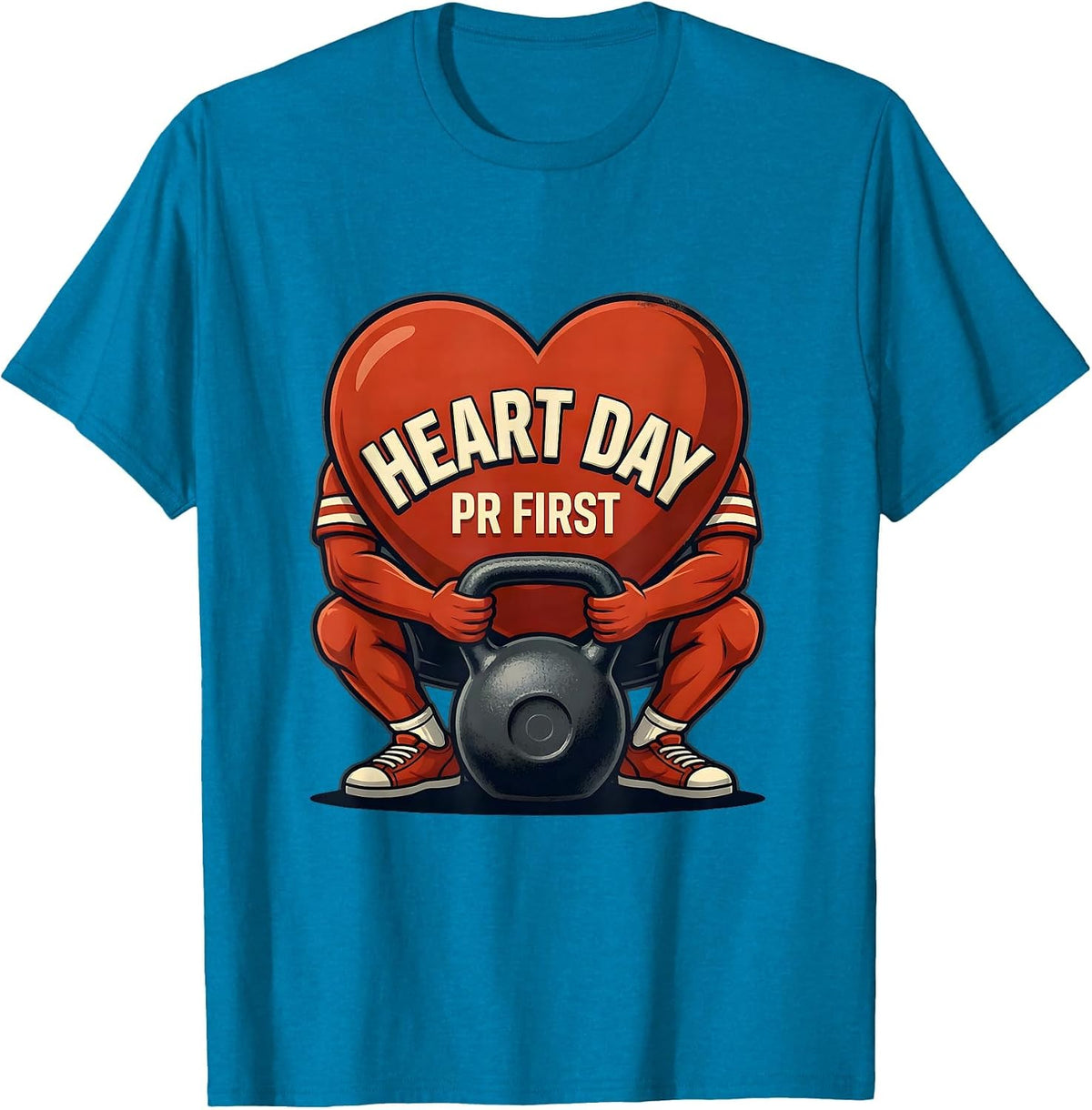 Heart Day PR First Funny Gym Weightlifting Valentine Gift T-Shirt - Sapphire Blue