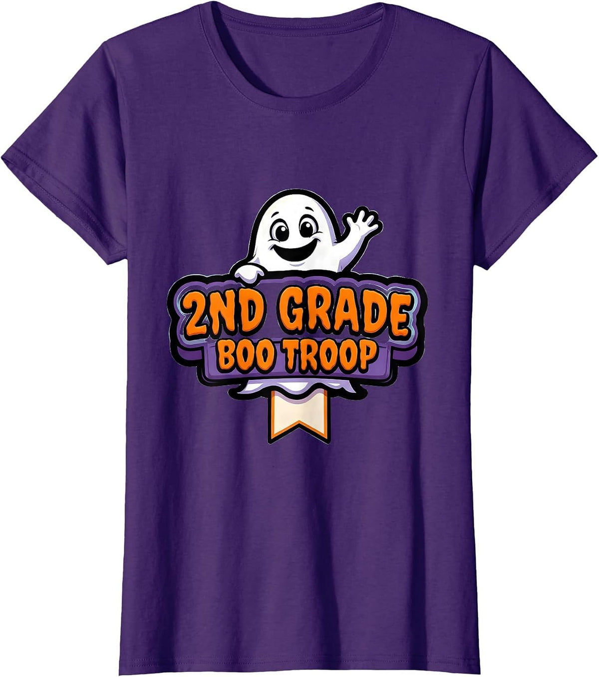Women's 2nd Grade Boo Troop Spooky Second Grade Halloween Teacher T-Shirt - Purple