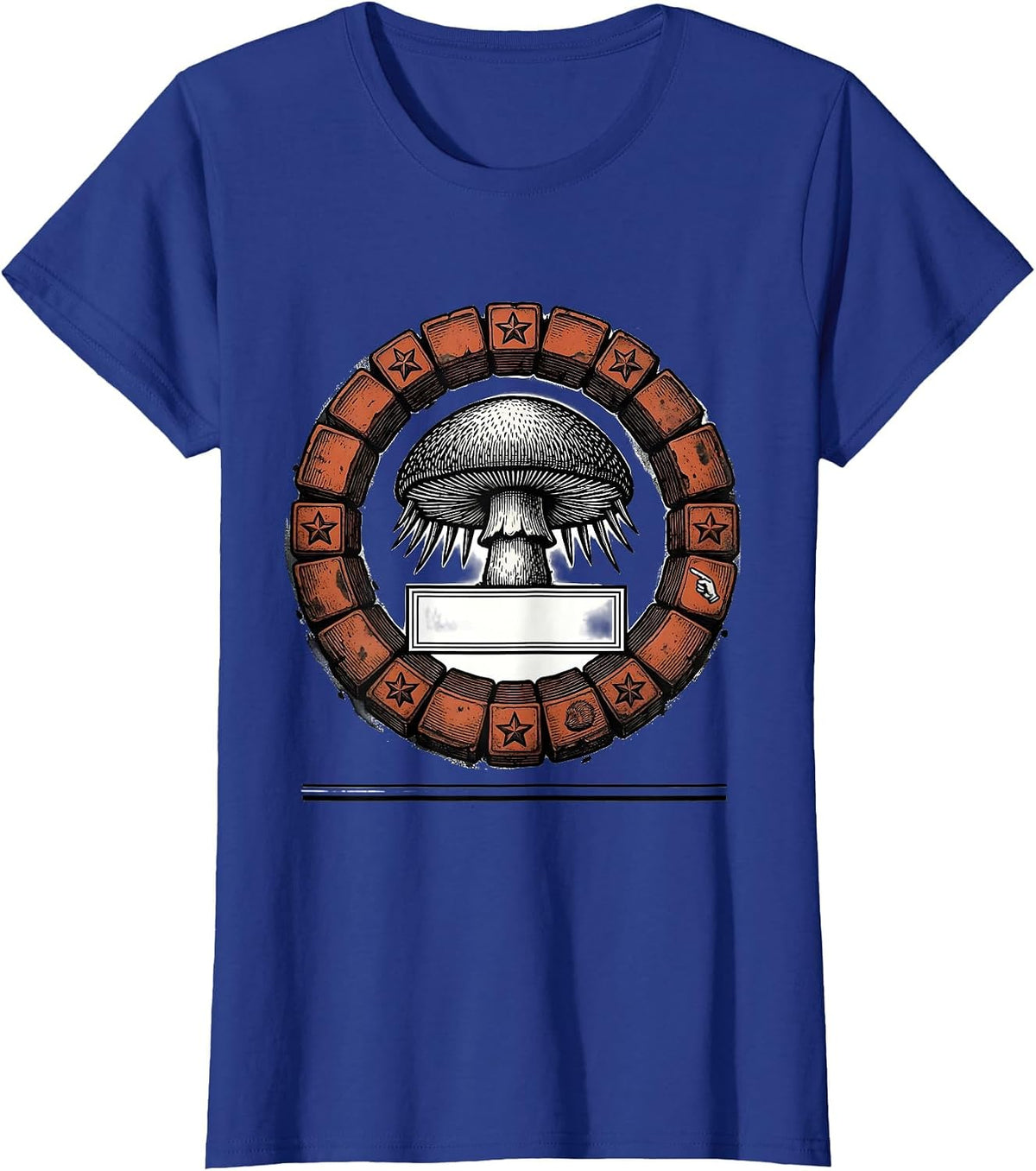 Women's Shield Seal Hedgehog Mushroom Forager Humor T-Shirt - Royal Blue