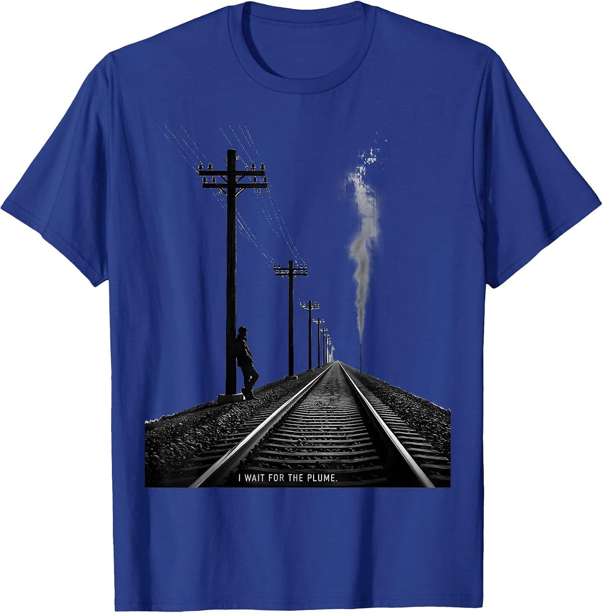 Men's I Wait For The Plume Big Boy 4014 Train Enthusiast Vintage T-Shirt - Royal Blue