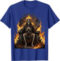 Robed Skeleton Burning Throne Metal Graphic T-Shirt - Royal Blue