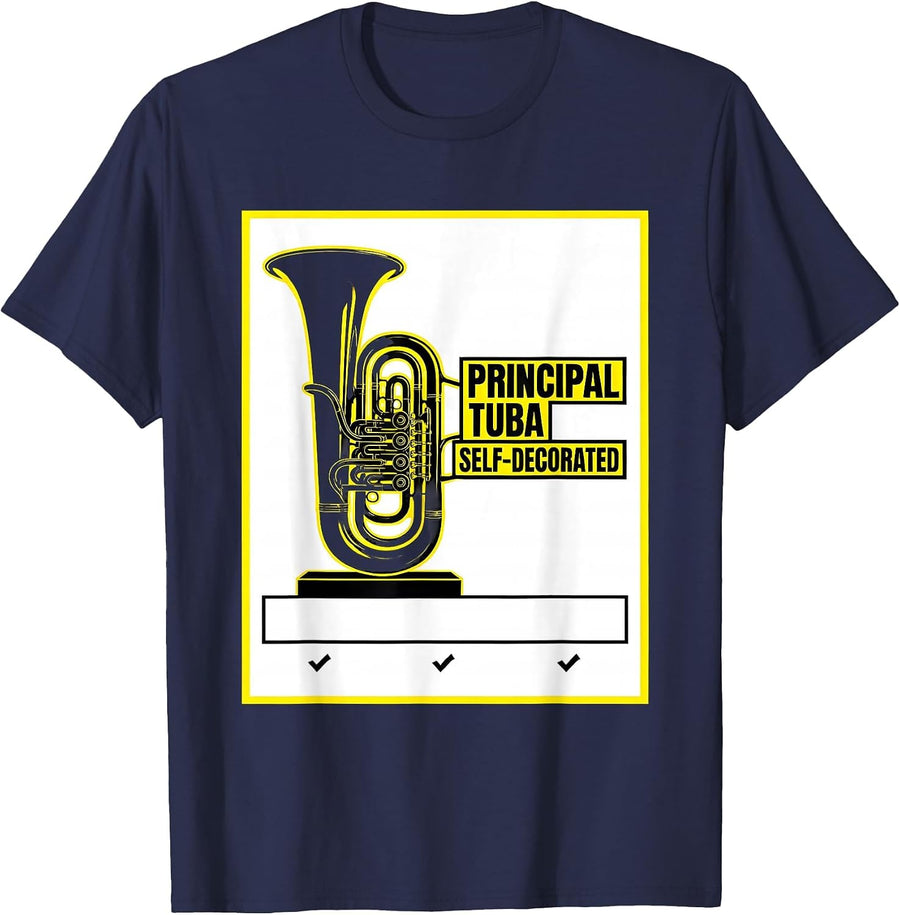 Principal Tuba Self-Decorated Funny Band Musician Gift T-Shirt - Navy Blue
