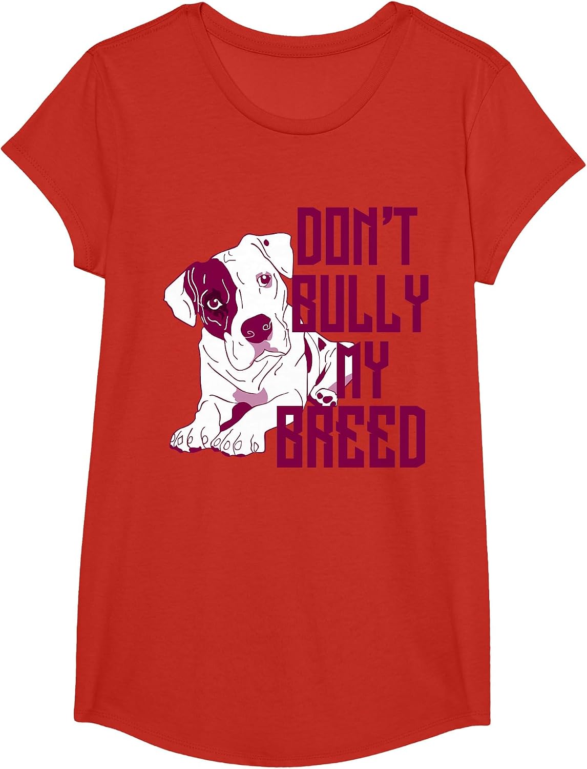 Cute Don't Bully My Breed Pit Bull Puppy T-Shirt T-Shirt - Girls Red