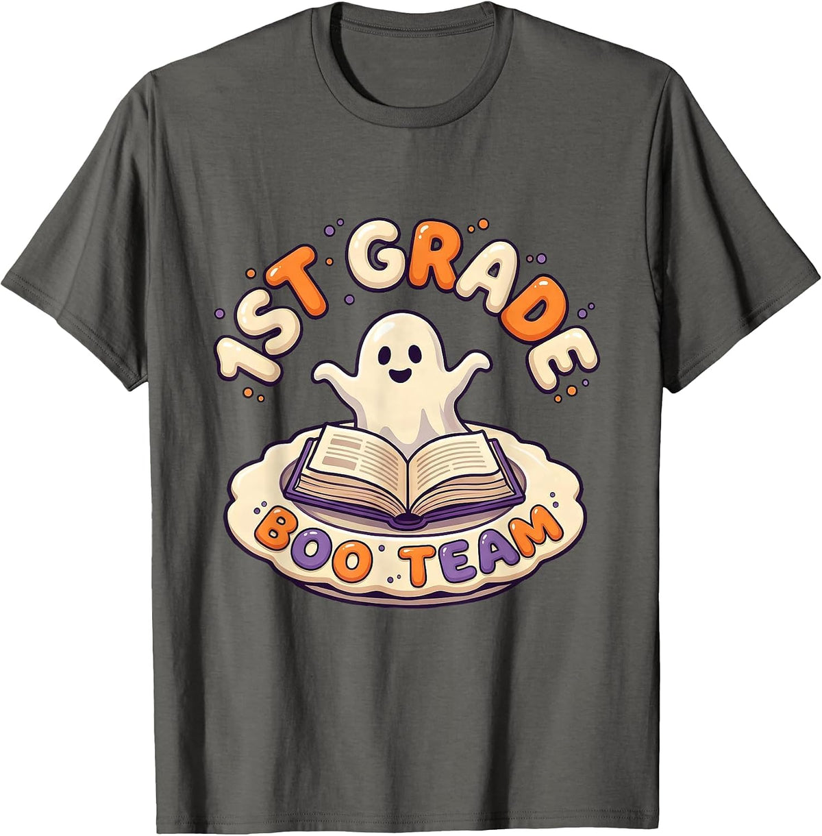 Men's 1st Grade Boo Team Cute Halloween Teacher School Spirit T-Shirt - Asphalt Grey