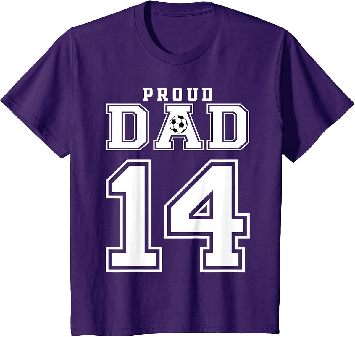 Number 14 Custom Proud Soccer Futbol Dad Personalized Men T-Shirt - Purple
