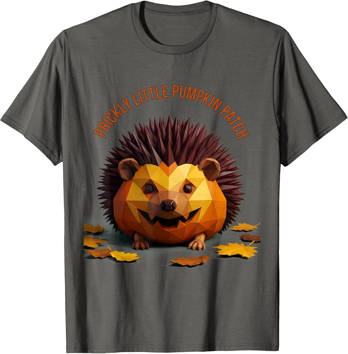 Men's Prickly Little Pumpkin Patch Halloween Hedgehog T-Shirt - Asphalt Grey
