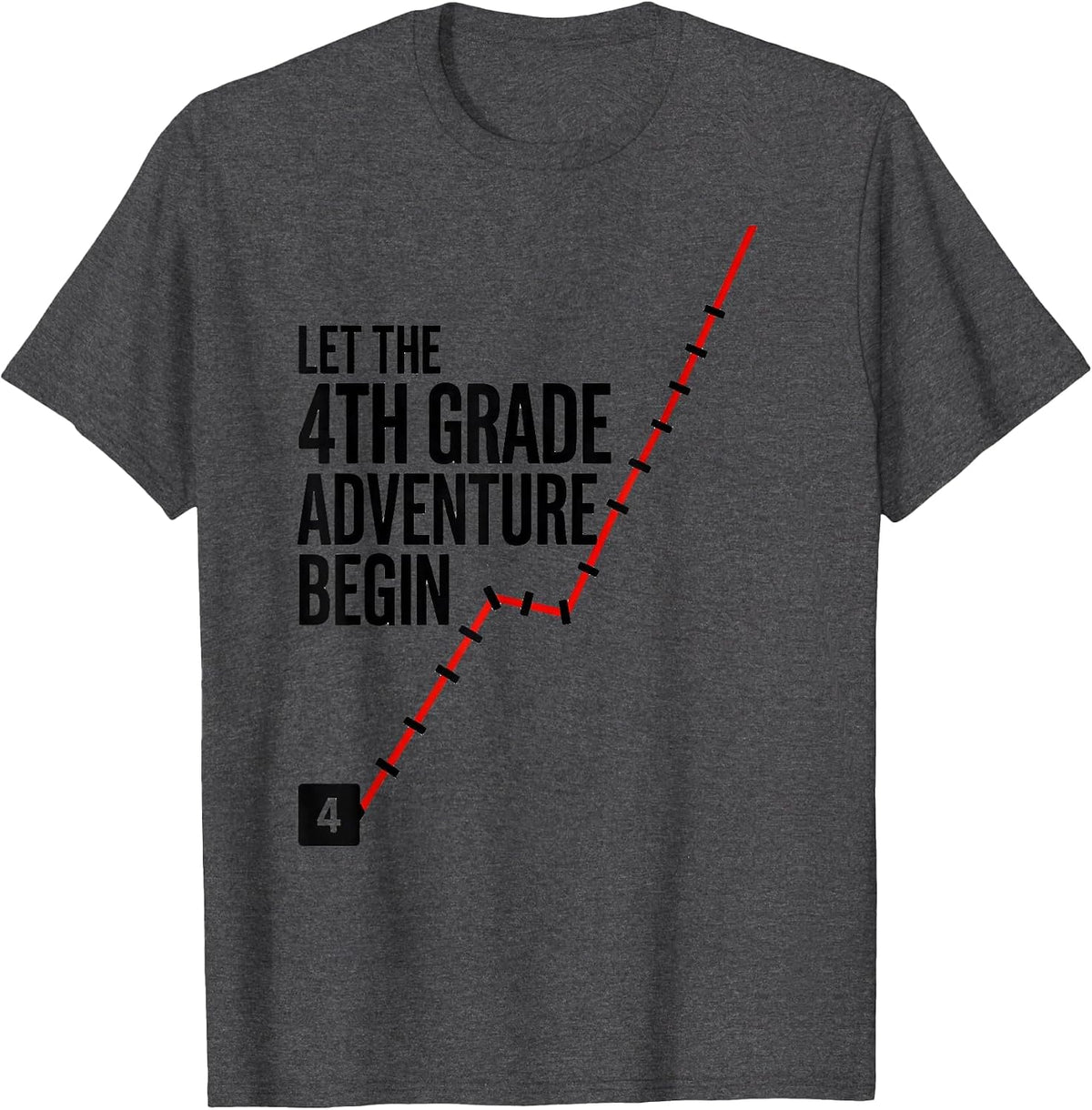 Men's Let The 4th Grade Adventure Begin Fourth Grade Teacher Kids T-Shirt - Dark Heather Grey
