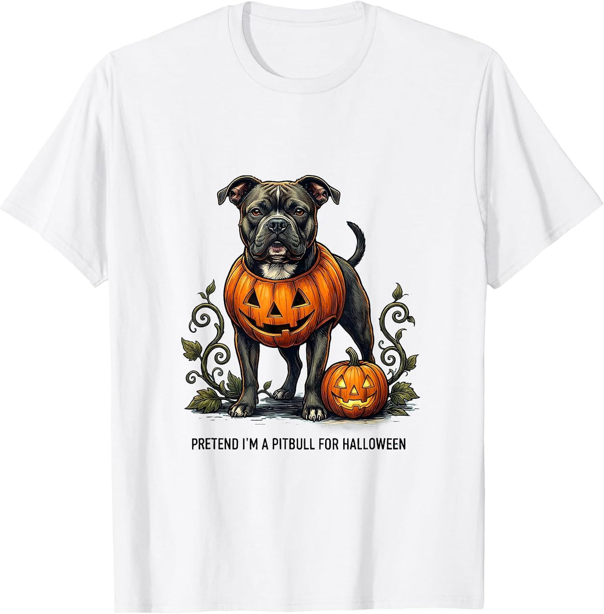 Men's Pretend I'm A Pitbull For Halloween Funny Dog Owner Costume T-Shirt - White