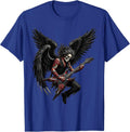 Dark Angel Electric Guitar Shredder Rock Band Graphic T-Shirt - Royal Blue