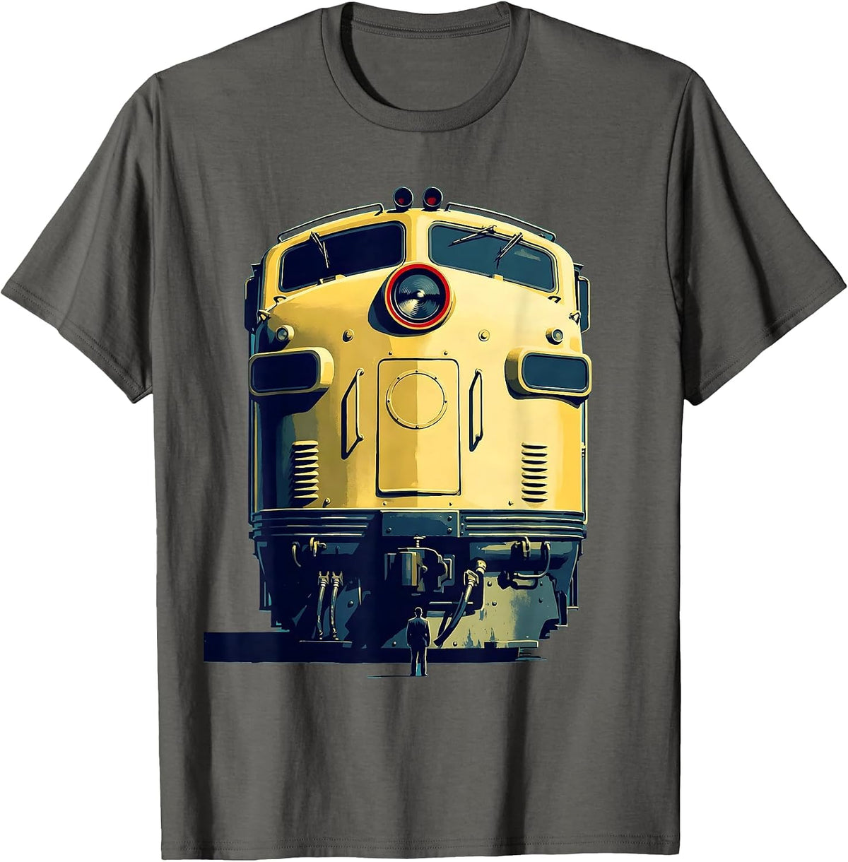 Enormous Locomotive Train Enthusiast Deadpan Humor T-Shirt - Asphalt Grey