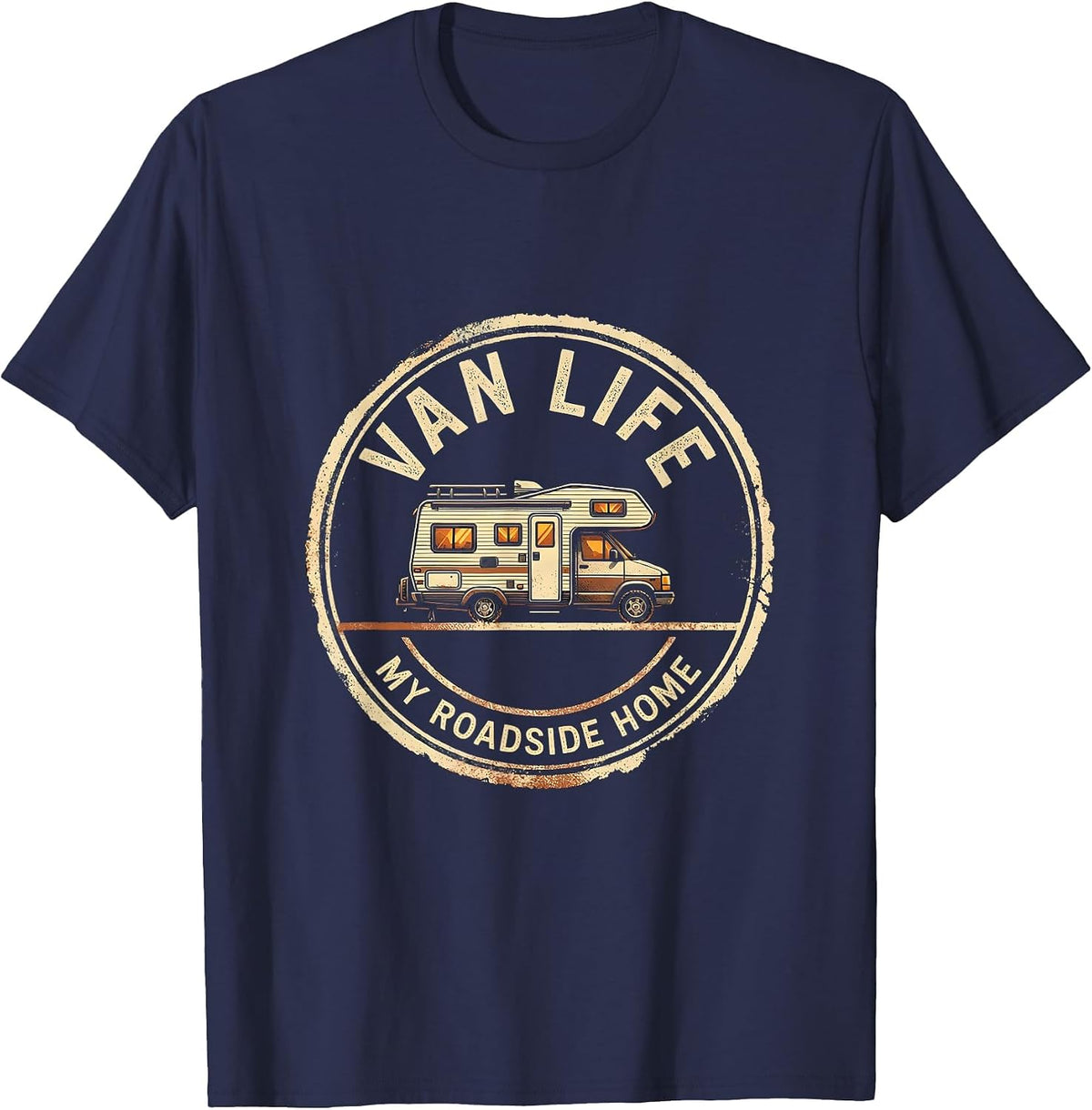 Van Life My Roadside Home Retro Camper Vanlife Nomad Pride T-Shirt - Navy Blue