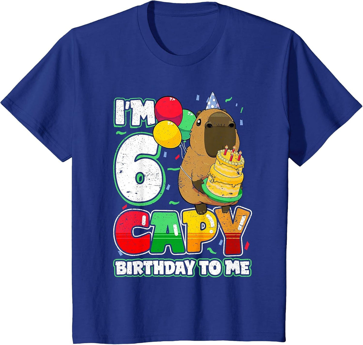 6 Years Old Capy Birthday to me 6th Birthday Capybara T-Shirt - Royal Blue
