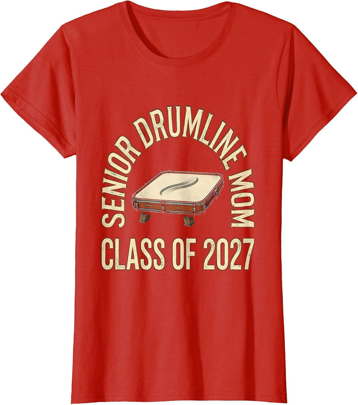 Women's Senior Drumline Mom Class Of 2027 Vintage Band Mom Senior T-Shirt - Red