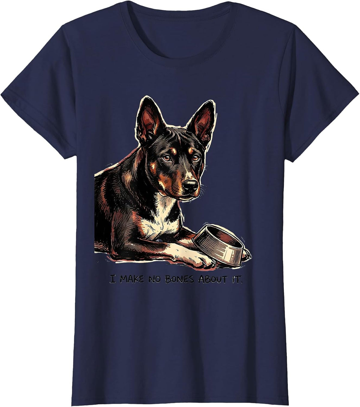 Women's I Make No Bones About It Funny Basenji Dog Owner Humor T-Shirt - Navy Blue