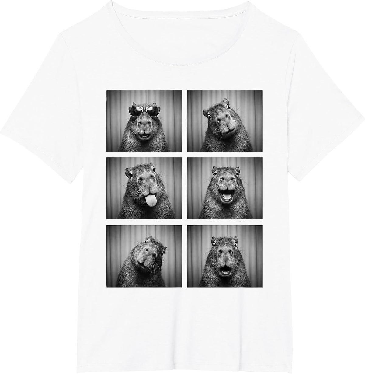Capybara Photobooth Rodent Funny Animal Portrait T-Shirt - White