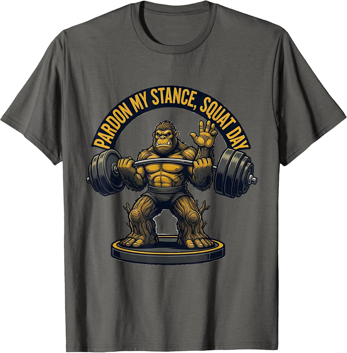 Pardon My Stance Squat Day Funny Gym Weightlifting Workout T-Shirt - Asphalt Grey