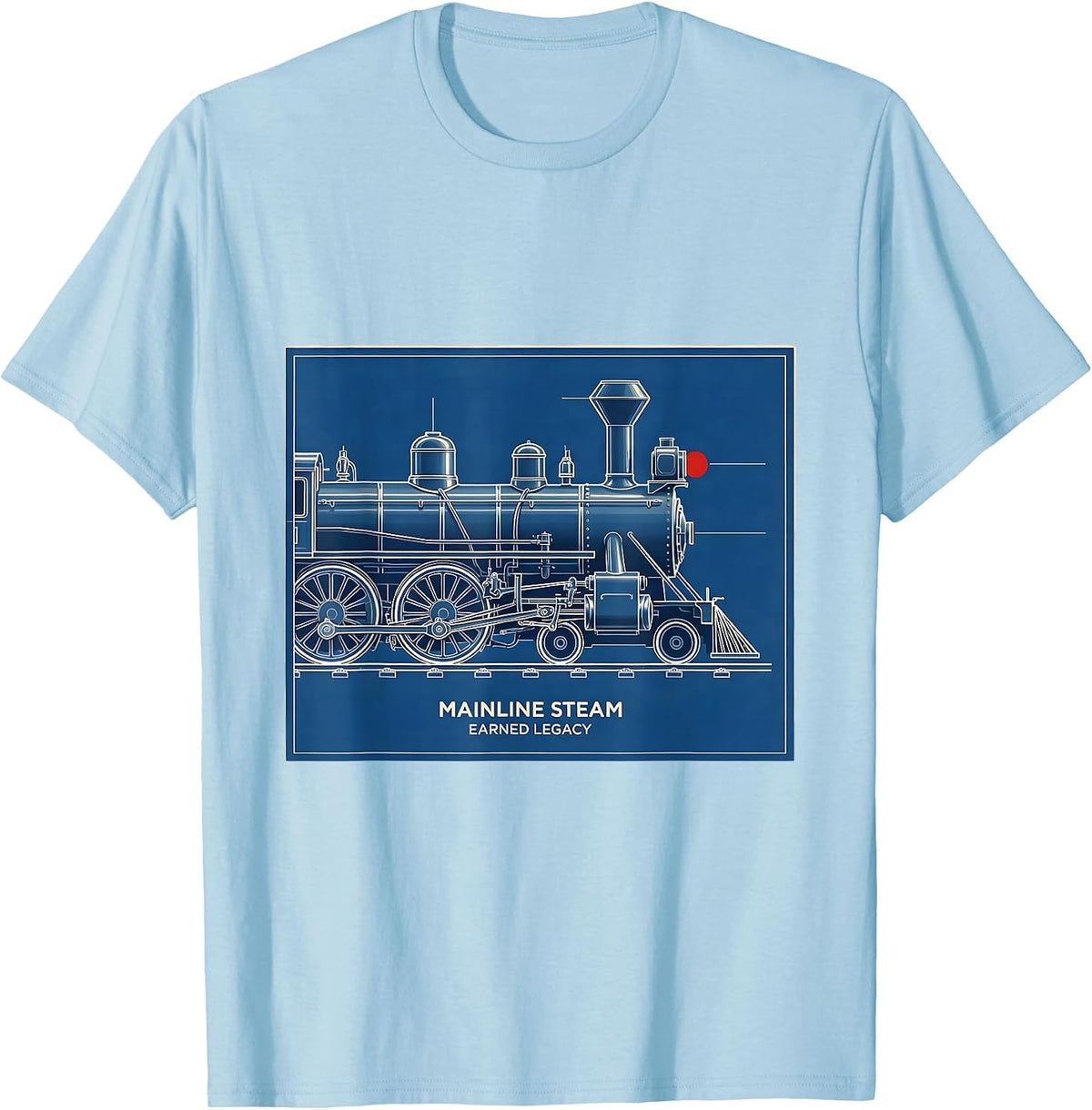 Mainline Steam Earned Legacy Vintage Steam Locomotive T-Shirt, Men, Baby Blue, 3X-Large - As Pictured