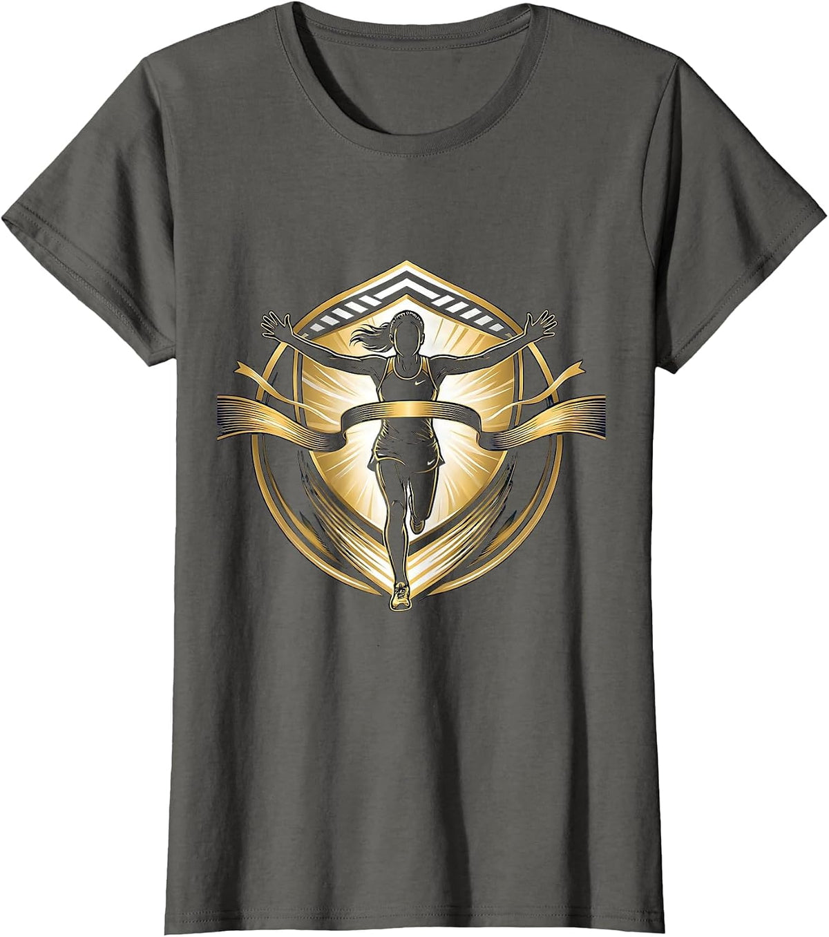 Women's Sprinter Breaking the Finish Line Graphic Tee T-Shirt - Asphalt Grey