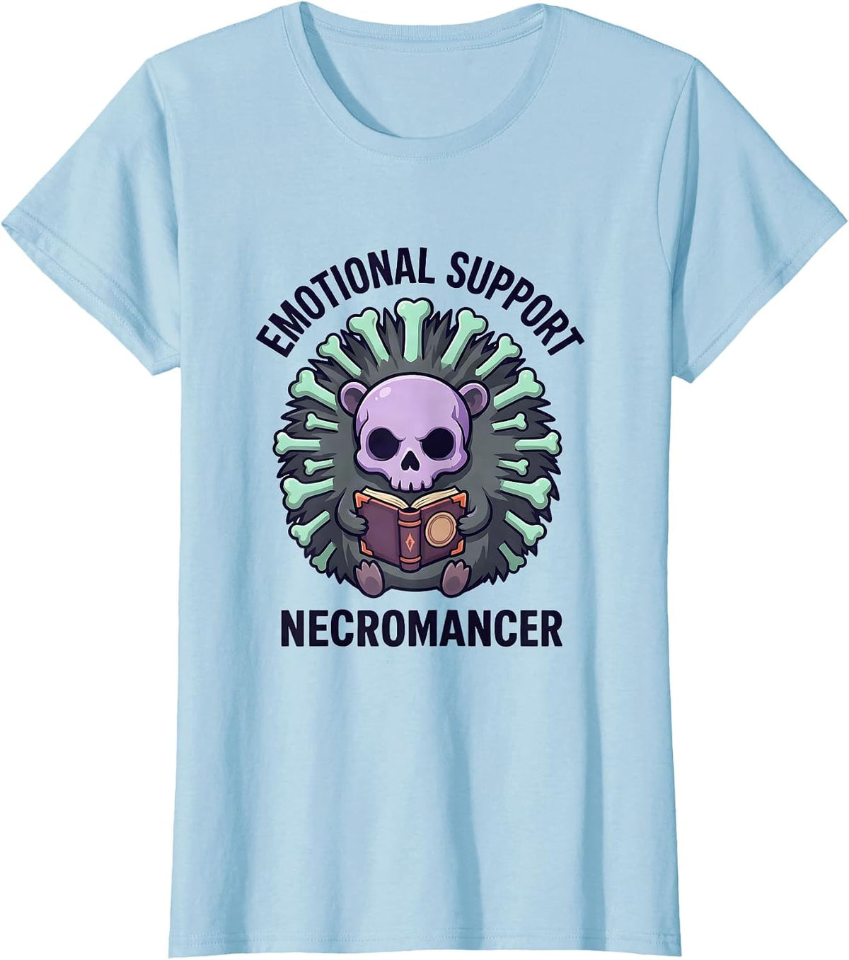 Emotional Support Necromancer Pastel Goth Kawaii Horror T-Shirt - Baby Blue