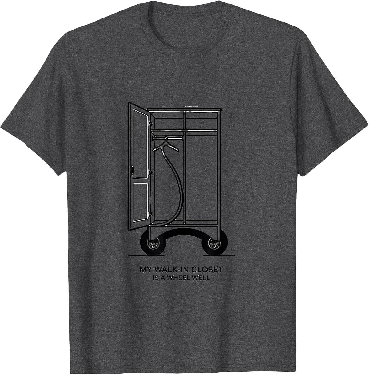 My Walk-In Closet Is A Wheel Well Retro Van Life Nomad Gift T-Shirt - Dark Heather Grey