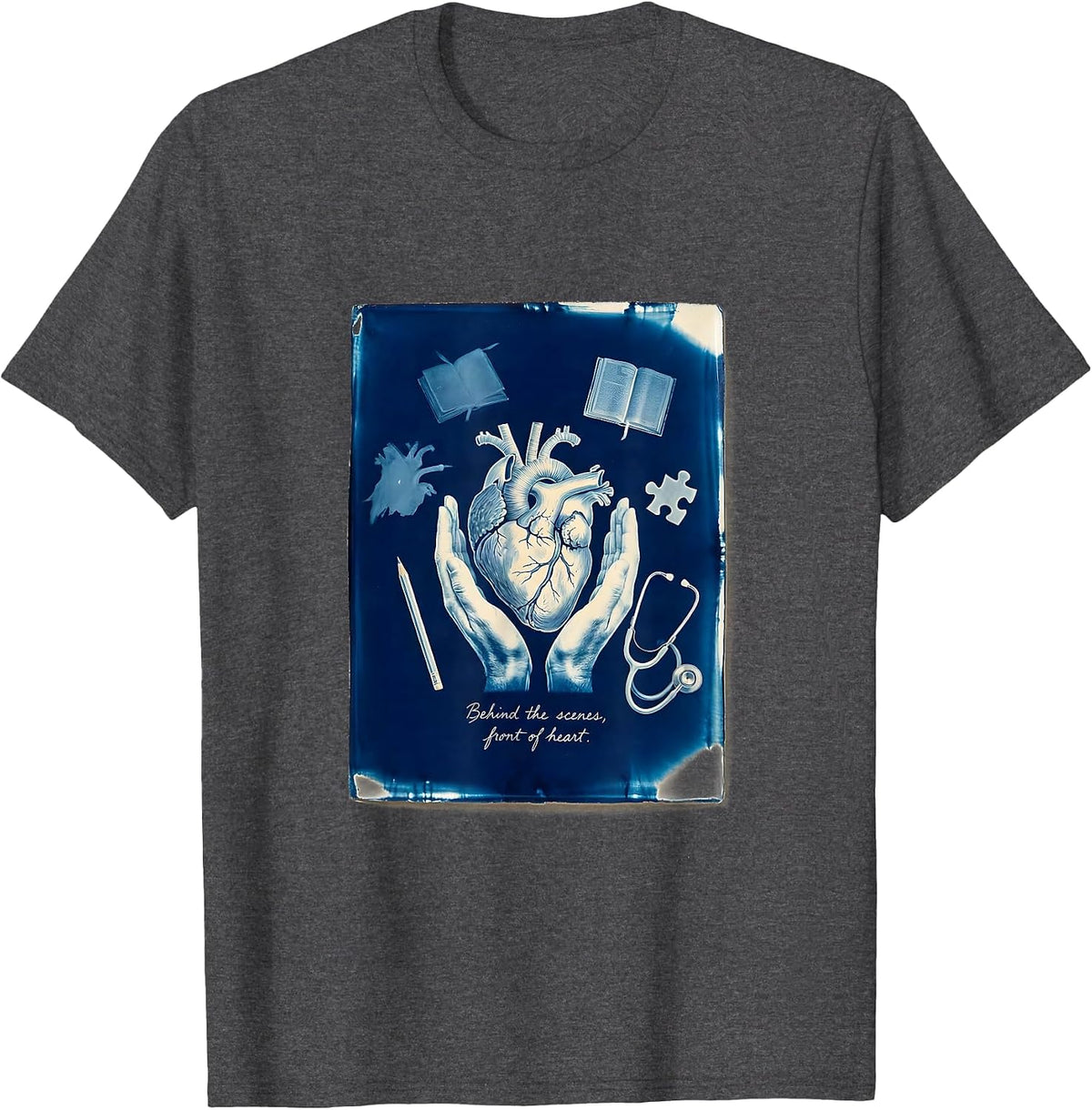 Men's Behind the Scenes Front of Heart Paraprofessional T-Shirt - Dark Heather Grey