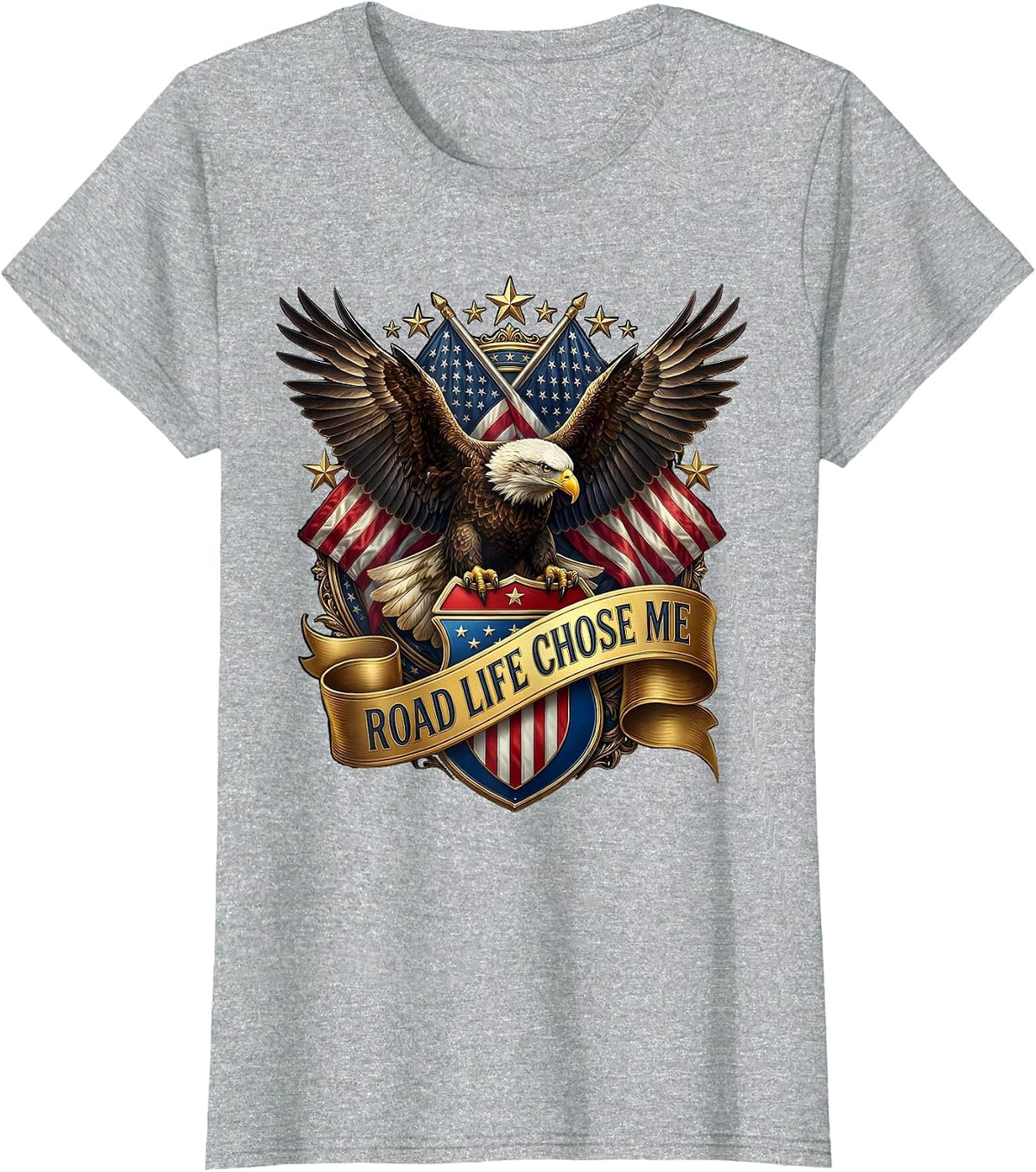 Road Life Chose Me Open Highway Graphic T-Shirt - Heather Grey