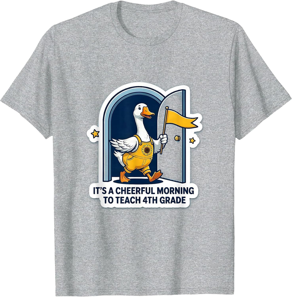 Men's It's A Cheerful Morning To Teach 4th Grade Teacher T-Shirt - Heather Grey